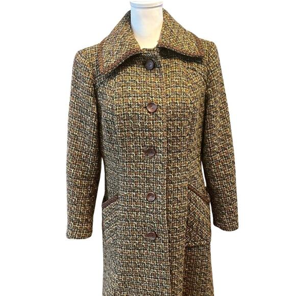 Vintage 1970s Fortown London Tweed Coat sz Small old money mod retro preppy boho - Picture 3 of 15